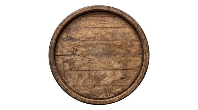 High angle shot of a rustic barrel top with copyspace.