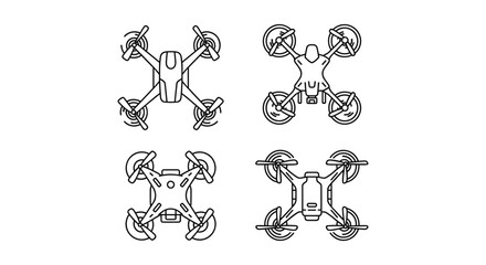 Naklejka premium Quadcopters Line Art Collection