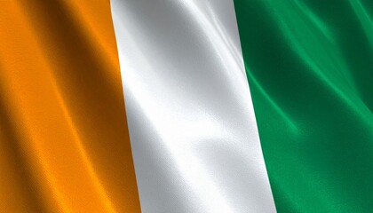 Obraz premium Irish flag waving with motion, symbolizing peace, unity, resilience, and transformation, blending traditions, harmony, and hope, framed by folds of history, culture, and collective strength.