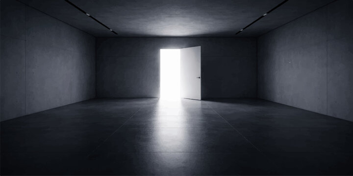 The empty room with light, a window, and a wall defines the architectural interior of this long hotel hallway and corridor.