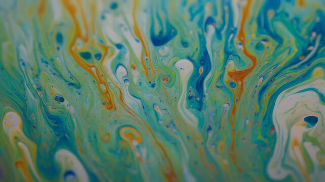 不規則ににじむ液体が生む幻想的なマクロ抽象背景