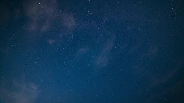 Night sky time lapse with clouds upward view some with thin clouds flowing. No horizon.