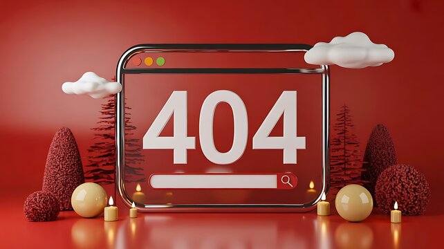 404 error sign on digital screen with decorative elements representing website error and page not found concept