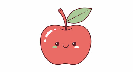 Fototapeta premium Cute Smiling Red Apple Cartoon Character.