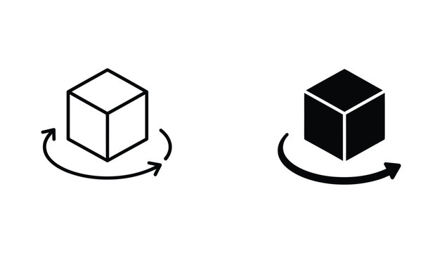Rotating cube 3d object vector icon set