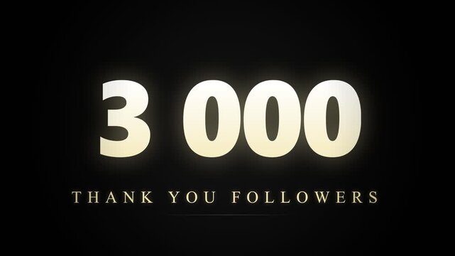 3,000 Subscribers Golden Appreciation Screen - Luxury 3k Milestone Celebration Motion Graphic, Champagne Gold Audience Growth Anniversary, Elegant Content Creator Achievement Outro
