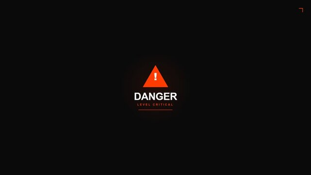 Danger level critical warning motion graphic with orange triangle