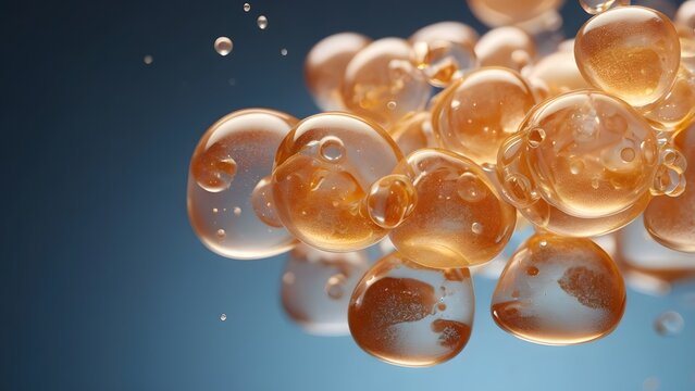 Floating orange bubbles abstract liquid background