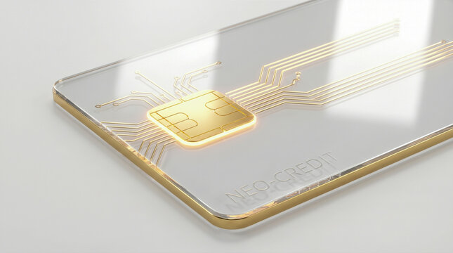 transparent glass credit card golden electronic chip circuit board futuristic digital banking technology finance money payment concept abstract creative design background rendering