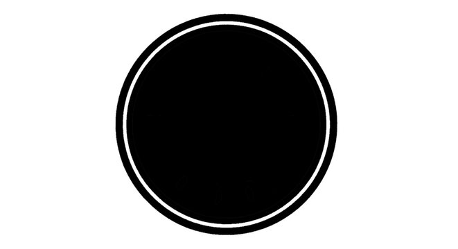 Minimal black silhouette icon, simple flat vector, bold black shape, no, no shading black circle with double white outline and faint seed shapes, on a, flat icon style