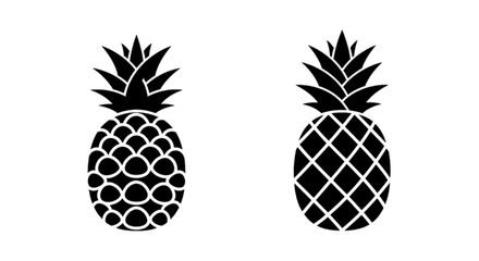 Obraz premium Minimal black silhouette icon, simple flat vector, bold black shape, no, no shading two different pineapple icons on a, flat icon style
