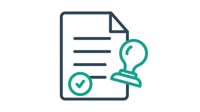 Permit icon animation. animation icon related to legality. Suitable for site web, app, UI, user interfaces, provide visual feedback and more. Alpha channel. Transparent background