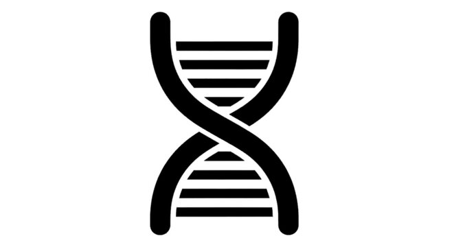 Minimal black silhouette icon, simple flat vector, bold black shape, no, no shading dna helix icon on a, flat icon style