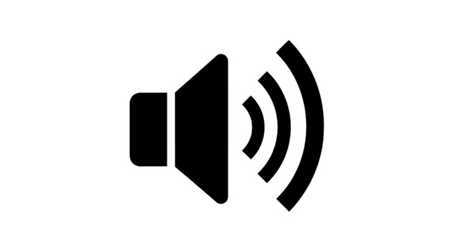 Minimal black silhouette icon, simple flat vector, bold black shape, no, no shading speaker icon for volume control and sound settings on a, flat icon style