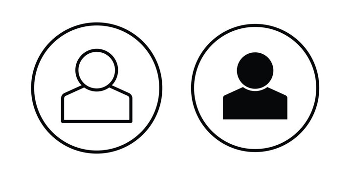 Account profile icon with line stroke and black silhouette style