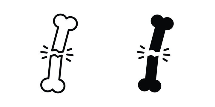 Broken bone icon with line stroke and black silhouette style