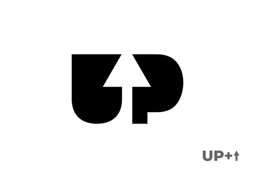 UP icon illustration combination of U, P, and up arrow vector logo
