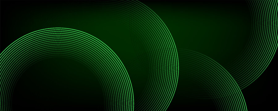 3D green techno abstract background overlap layer on dark space with glowing circle lines decoration. EPS10, WEBSITE