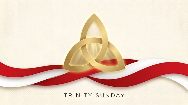 Trinity Sunday symbol with Celtic knot and red white ribbons
