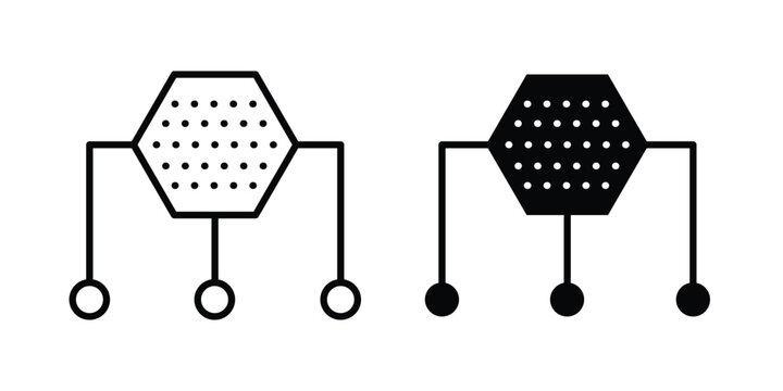 Content management icon with line stroke and black silhouette style