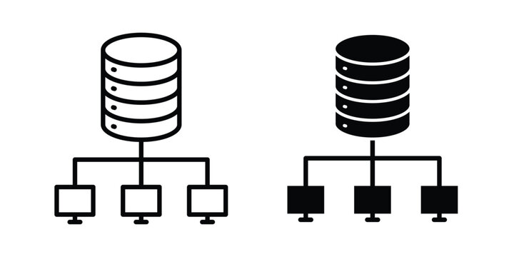 Data mining icon with line stroke and black silhouette style