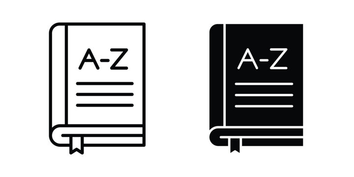 Dictionaries icon with line stroke and black silhouette style