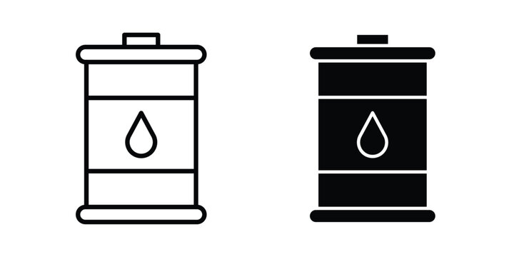 Fuel barrel icon with line stroke and black silhouette style