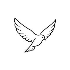 Fototapeta premium Minimalist black outline of a dove in flight, symbolizing peace and freedom