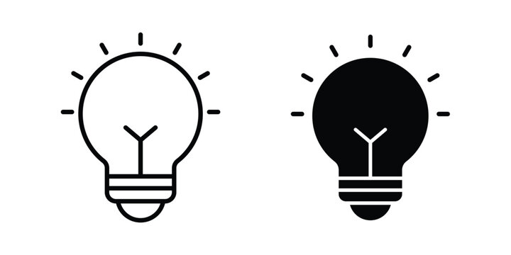 Idea icon with line stroke and black silhouette style