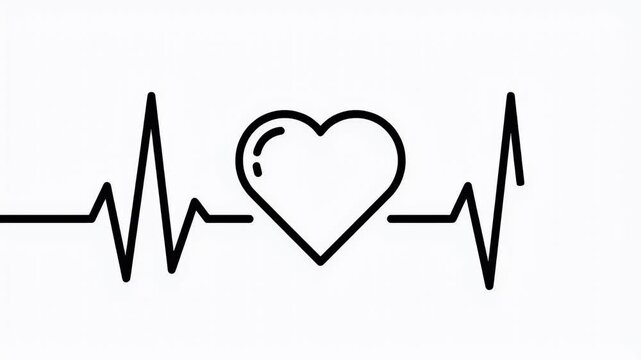 A minimalist graphic features a heartbeat line and a heart symbol, conveying themes of love, life, and health.