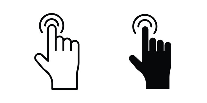 Interaction icon with line stroke and black silhouette style