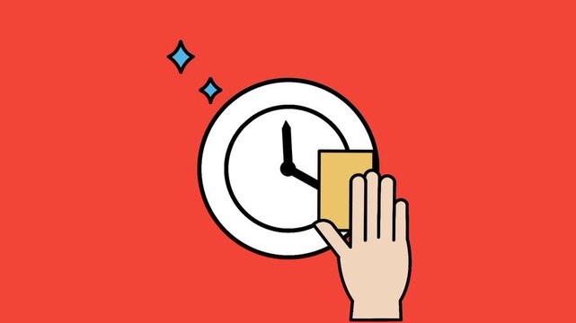 Hand washing plate with clock symbol representing cleaning time, routine, and household task efficiency