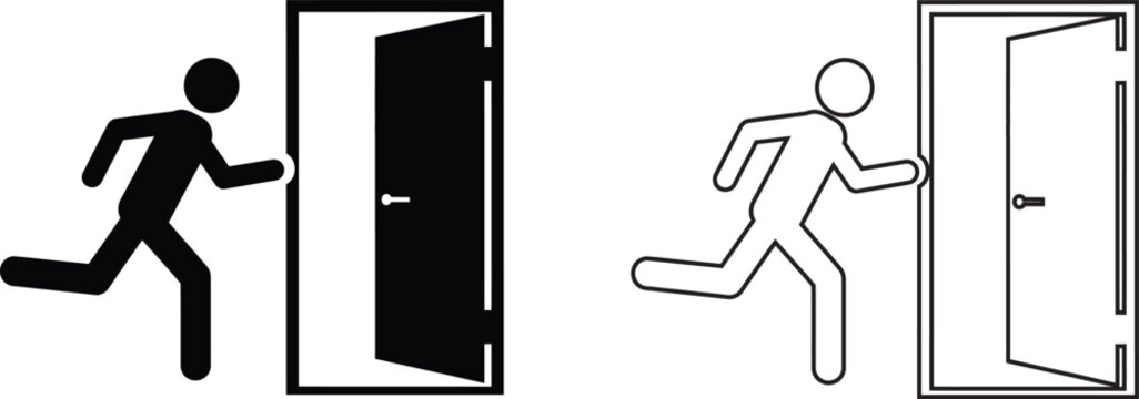 Emergency Exit Sign with Running Man Silhouette Vector