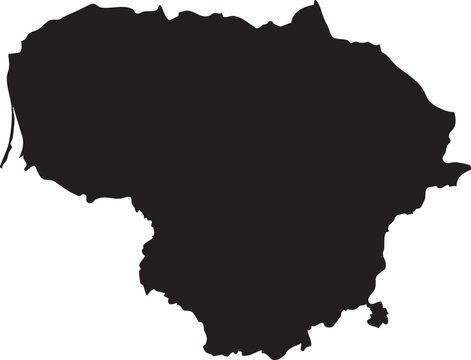 Map of Lithuania Solid Black Silhouette Clipart Vector.