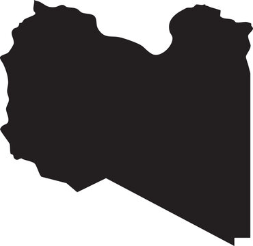 Map of Libya Solid Black Silhouette Clipart Vector.