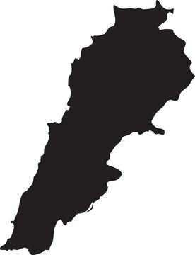 Map of Lebanon Solid Black Silhouette Clipart Vector 