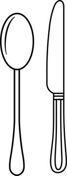 Black and white of two spoons cutlery utensil