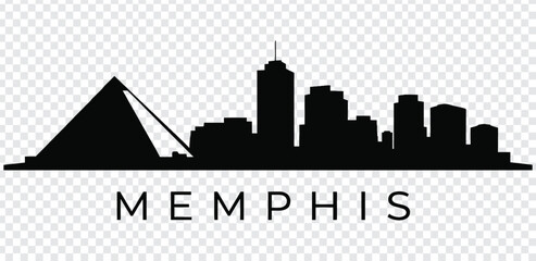 Memphis city skyline with pyramid silhouette © MdshakiburRahman