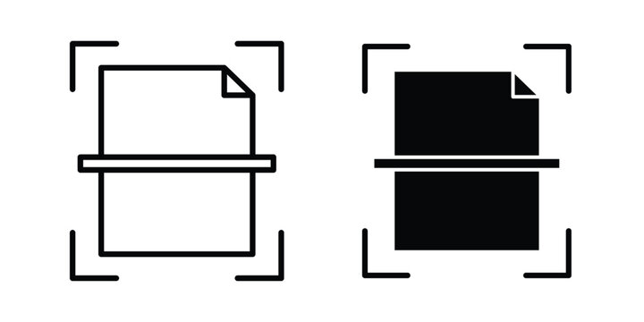 Scan documents icon with line stroke and black silhouette style