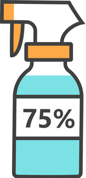 Cartoon style drawing of alcohol spray