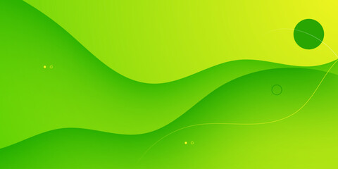 Fototapeta premium Abstract green wave background. Simple and elegant fluid shapes pattern element concept design. Trendy and simple banner style.