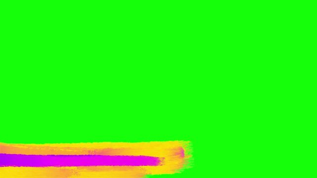 Wipe transition cartoon in and out violet yellow stripes greenbox. Cute element isolated animated. Hand drawn texture animation crazy doodle cartoon style frame by frame classic old style video.
