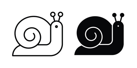 Snail icon with line stroke and black silhouette style © Pop