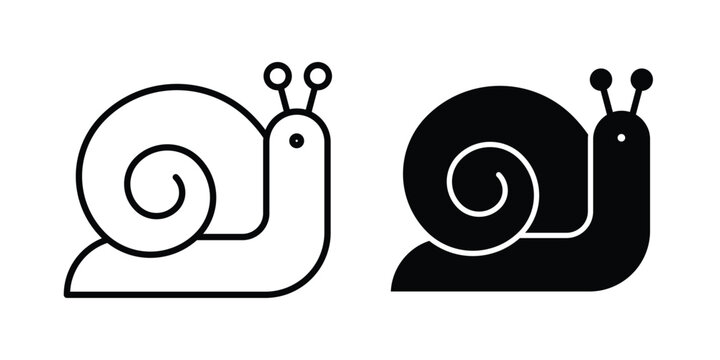 Snail icon with line stroke and black silhouette style