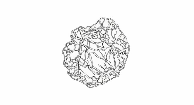 Crinkled, irregular organic shape with flowing lines forming a chaotic yet cohesive pattern