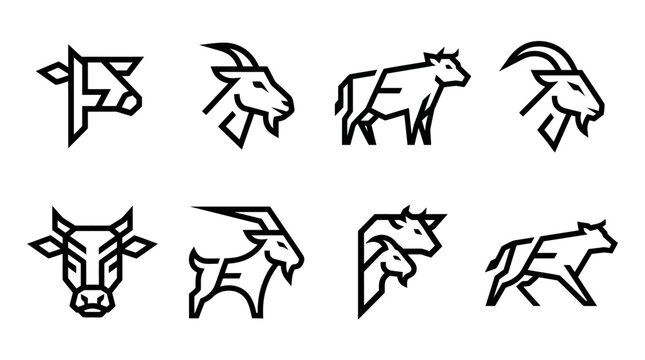 Black line art goat head profiles.