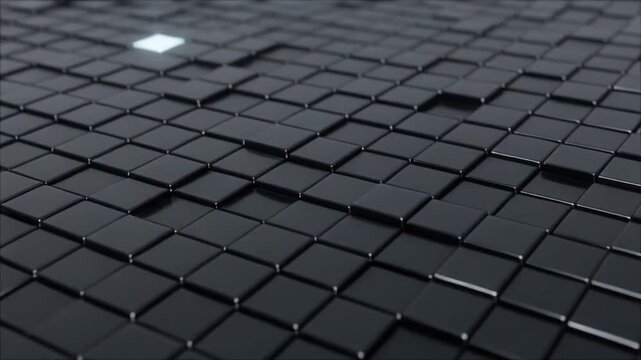Abstract dark 3d cube grid background, technology concept, clean motion graphics
