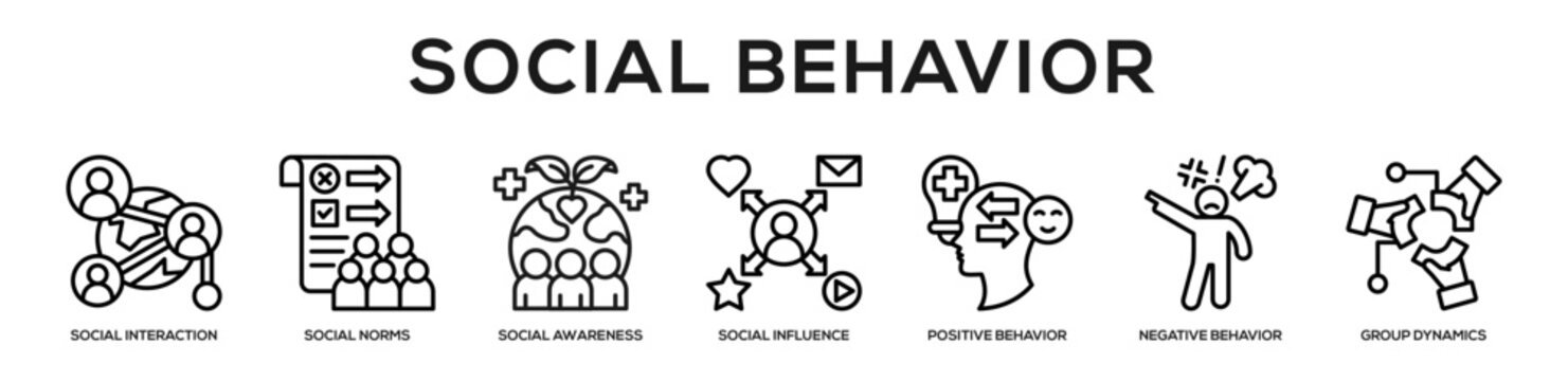 Social Behavior web banner icon illustration concept