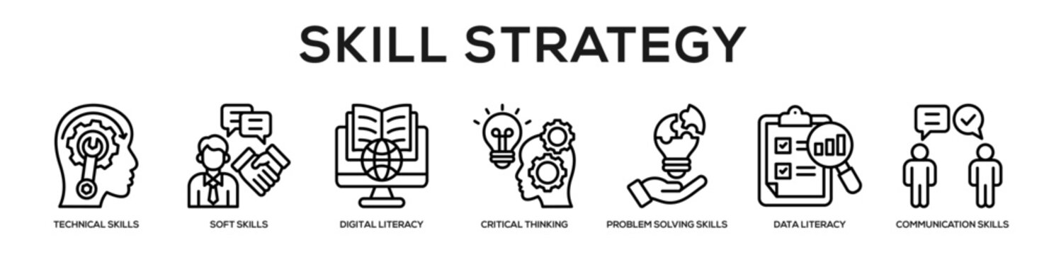 Skill Strategy web banner icon illustration concept