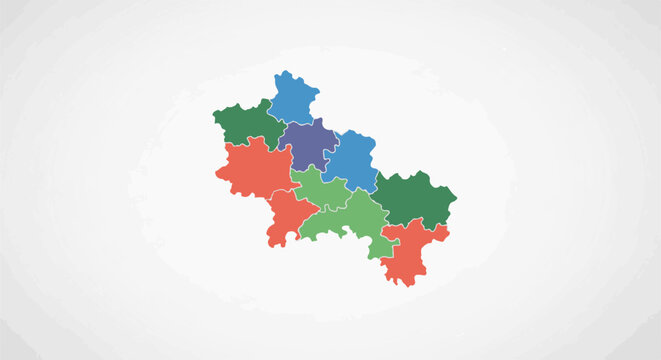 Colorful map of regions divided by administrative borders